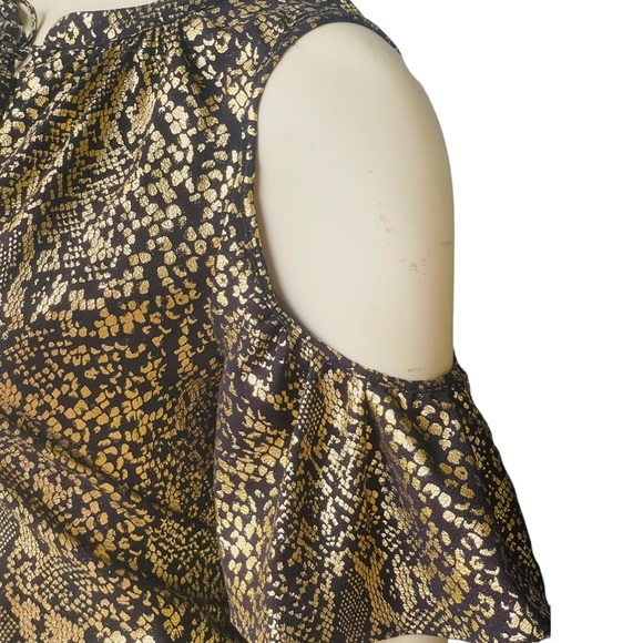 Michael Kors Snakeskin-Print Cold-Shoulder Top Blouse - Picture 9 of 11